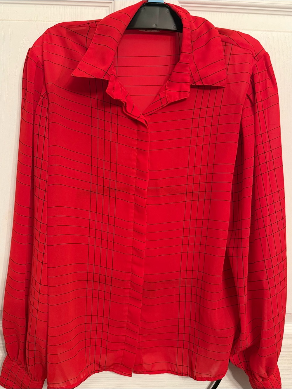 Vintage Chaus Polyester Blouse 90s Size 12 Red & Black